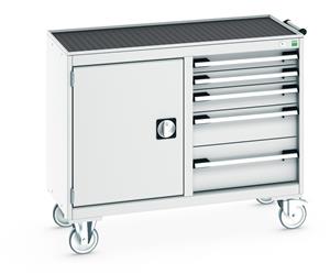 Bott MobileIndustrial Tool Storage Trolleys 1050mm x 525mm Bott Cubio Mobile Cabinet with Top Tray - 1 Cupbd & 5 Drawers